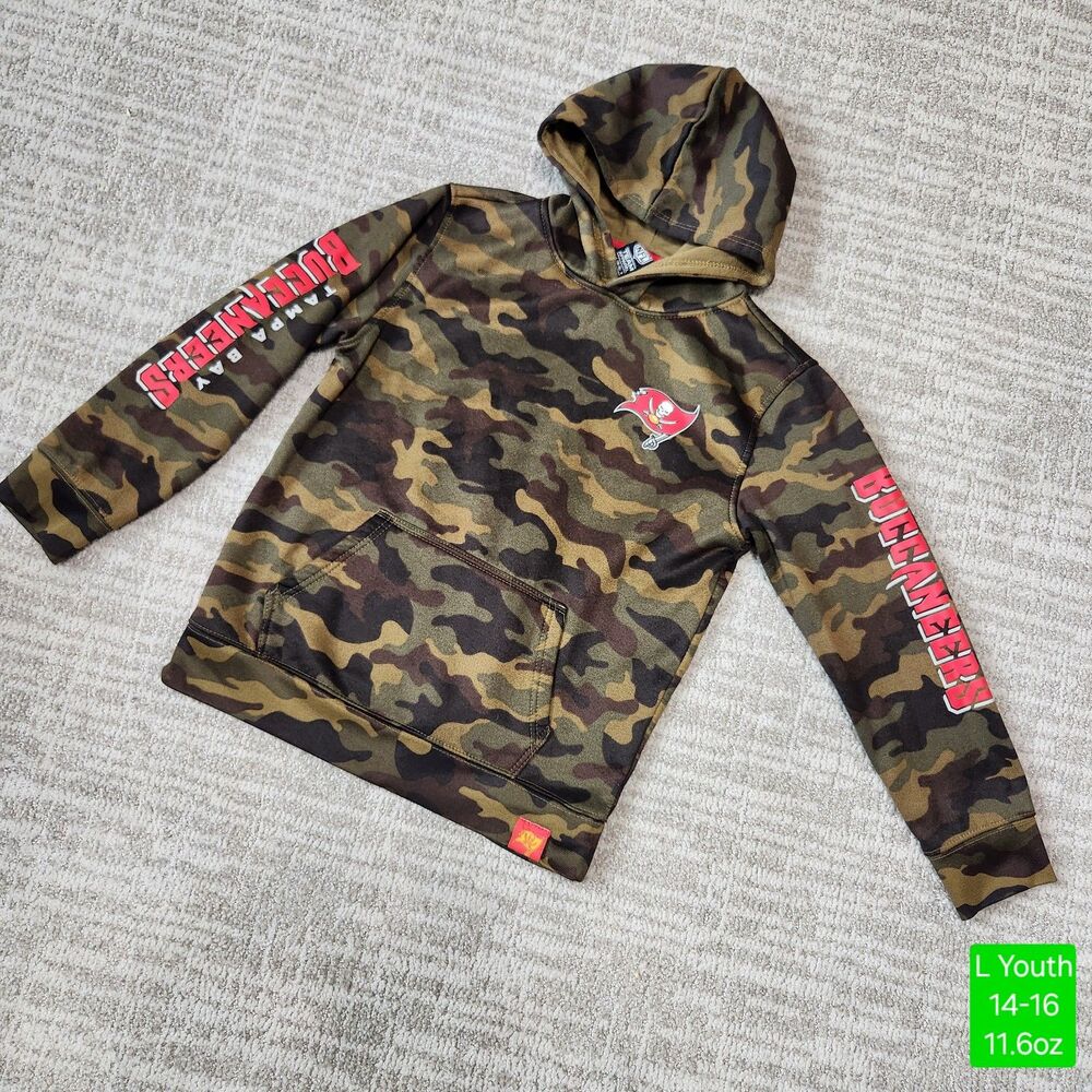 NFL Tampa Bay Buccaneers Youth Camo Hoodie Sweatshirt Size Large 14-16